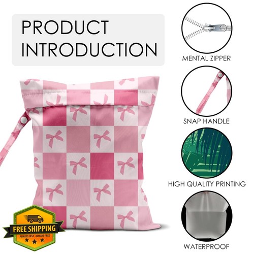 JHFDTY Pink Bow Checker Wet Bag - Afbeelding 3 van 5