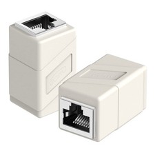 2 Pack RJ45 Coupler Ethernet Adapters Female 8Pin Modular Network White