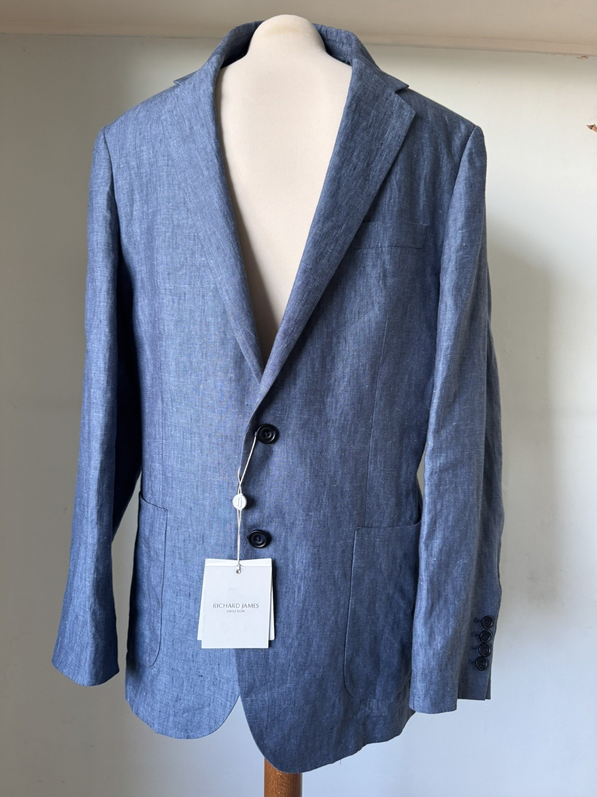 Richard James Saville Row Plain Linen Jacket, Size 40R, BNWT, Rrp £695