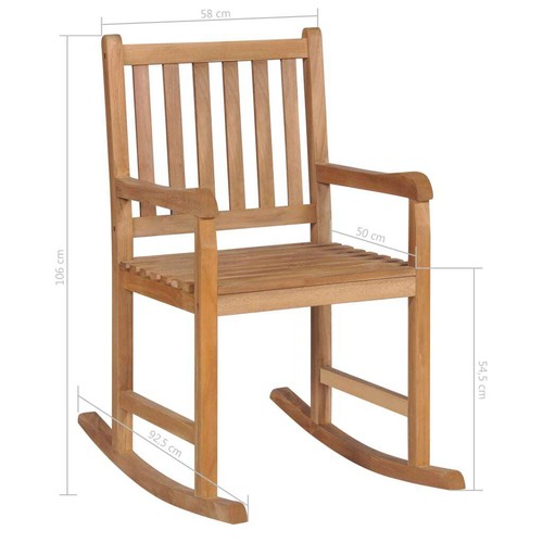 Schaukelstuhl mit Blauem Kissen Massivholz Teak - Bild 8 von 9
