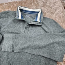 Untuckit Men Large Gray Cotton Polyester 1/4 Zip Pullover Casual Comfort Sweater