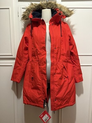 Helly Hansen Belfast Coat Women's XS Red Long Parka Full Zip Waterproof NWT