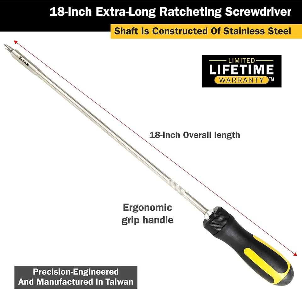 Professional 12-Piece High-Torque Screwdriver with Magnetic Tip - 18-Inch Tool - Image 4 of 4