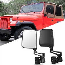 Manual Side View Door Mirrors Left Right Pair Set Black For Jeep Wrangler 87-02