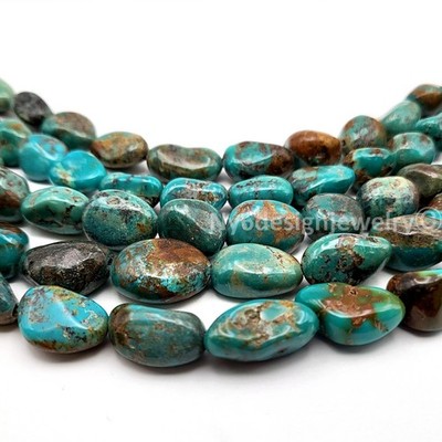 Genuine Natural Turquoise Nugget Beads 16x12mm Blue and Brown Turquoise 16''