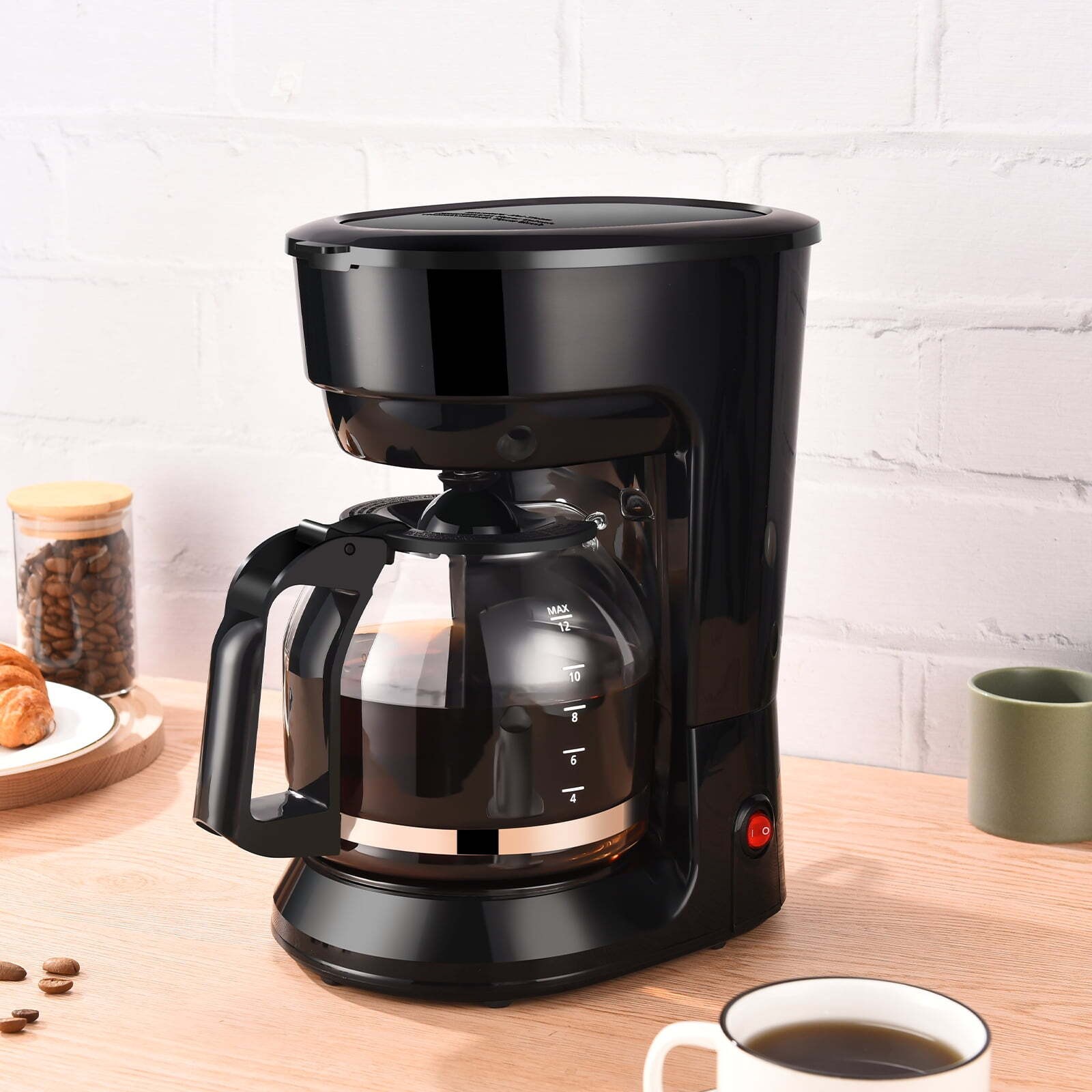 Black Drip Coffee Maker W/auto Keep Warm Function For Home