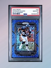 Shannon Sharpe PSA 10 2022 Prizm -  Blue Shimmer /25 #94 Denver Broncos HOF