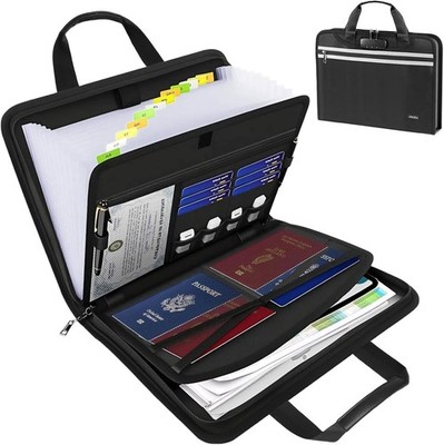 Fireproof Accordion File Organizer w/ Lock 13 Pocket Document Folder