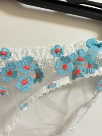 NWT AGENT PROVOCATEUR BETHANIE Floral Brief White/Blue 2 Small Flirty Coquette