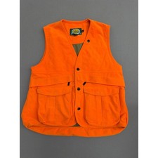 Cabelas Mens Blaze Orange Fleece Hunting Vest Game Bag Pockets Large 93-1213
