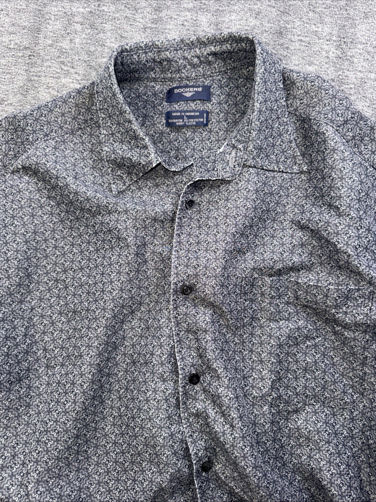 Mens Dockers Large Gray Patterned Button Down Sho… - image 6