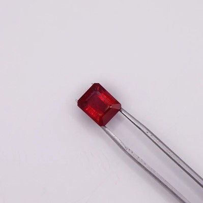 Certified Natural Mozambique Red Ruby 20 Ct+ Emerald Cut Stunning Gemstone 2 Pcs