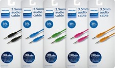 Philips 3.5mm Aux Cable Male to Male 3 ft 5 Multicolor Pack SWA3703A/37