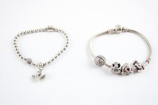 Pandora Sterling Silver Bracelets Bead & Pave Charms Initial Bee Dog x 2 (34g)