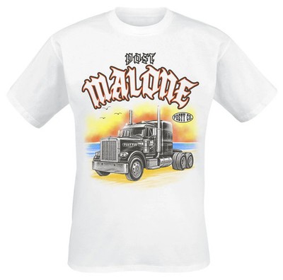 Post Malone T-Shirt Herren Sunset Truck weiß Band-Merch, Bands