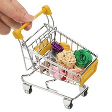 Mini Shopping Cart, Tiny Shopping Cart Supermarket Handcart, Yellow