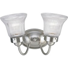 NEW Progress Lighting P3288-09 2-Light Bath Vanity Light Brushed Nickel Sealed