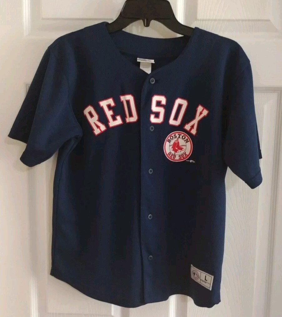 Boston Red Sox Team Jersey Short Sleeves Size L YOUTH Button Down