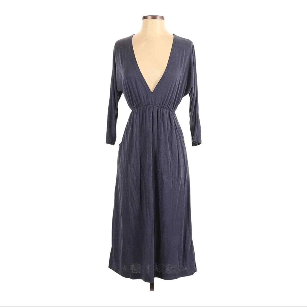 urban outfitters blue midi dress Urban Outfitters Kimchi Blue Kristin Button Front Drop Waist Midi Dress Size M