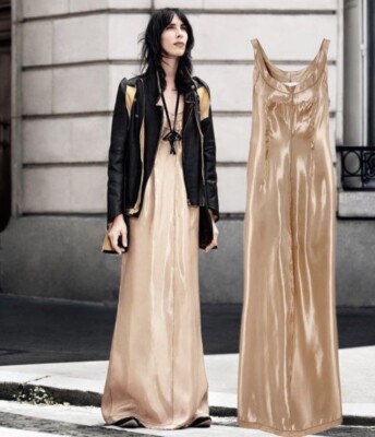 MAISON MARGIELA nude Dress Long Gown Rare Lining Maxi Runway Beige Silky, S 2