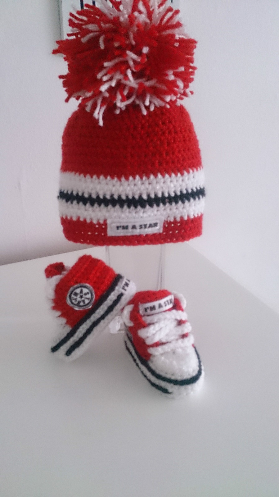 BABY CROCHET SHOES YOUR BABY'S NAME HANDMADE WOOL TRAINERS SNEAKERS