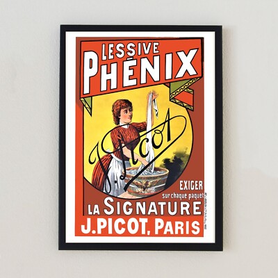 Französisches Phénix Waschmittel Werbung Poster 7x5 Retro Vintage Wandbild Druck