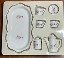 Miniature Porcelain Tea Set Doll House Child's Play Pink Yellow Roses. New