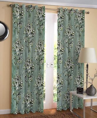 2 Piece Floral Print Ringtop Grommet Hippie Door Window Curtains Set 5 7 9 Feet