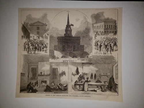 Richland Jail Columbia South Carolina City Hall Civil War 1864  HW Sketch Print