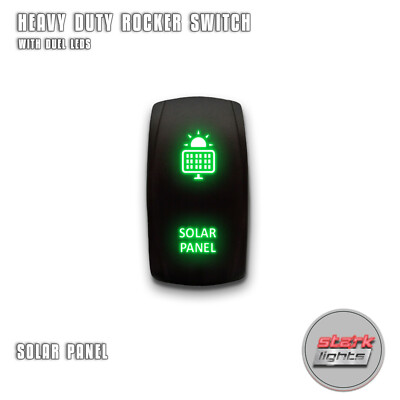 Stark 5-PIN LED Rocker Switch - 20A 12V Solar Panel Blue Laser Etched ON/Off Switch