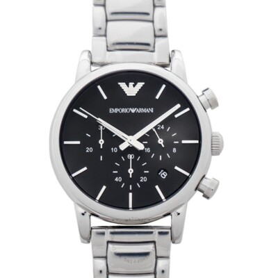 NEW Emporio Armani Mens Chronograph Black Dial