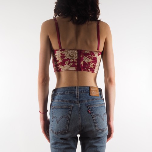 Roberto Cavalli Vintage Women's Pink Gold Floral Crop Tank Top Corset size 42 - Picture 3 of 9