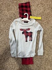 Boys girls 2 Pc MOOSE Buffalo Check Pajamas Medium 7/8 Snug Fit NWT Christmas