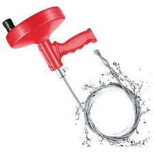 25Ft Drain Auger Flexible Plumbing Pipe Snake Clog Remover for Kitchen Bathroom
