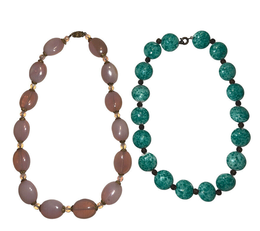 Vintage 1970s beaded gemstone Crystal necklace Je… - image 1