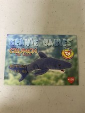 TY BEANIE BABIES 1998 SERIES 1 BBOC BIRTHDAY CARD #31 RED/GOLD  CRUNCH THE SHARK