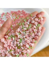 20pcs Mixed Size Pearl Beads With 5pcs Pink Flower Shaped Beads, Mixed Pearl