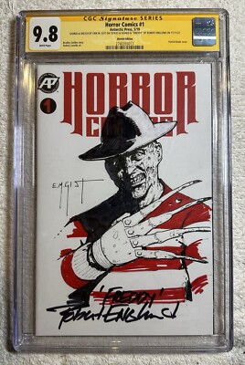 Horror Comics #1 CGC SS 9.8 Signed Robert Englund Sketch E.M. Gist Freddy