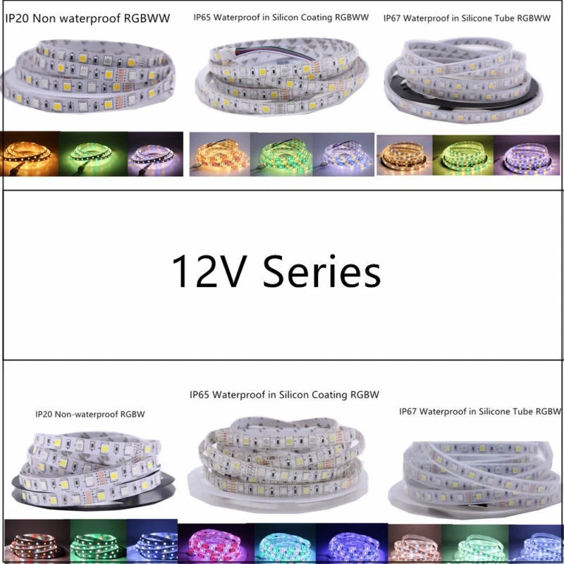 SMD 5050 RGB LED Strip Waterproof 5M 300LED DC 12V 24V CCT RGBCCT RGBW RGBWW - Image 3 of 4