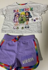    RAINBOW HIGH 2piece SHORT SET RAINBOW FOIL TEE SIZE 4   As Shown