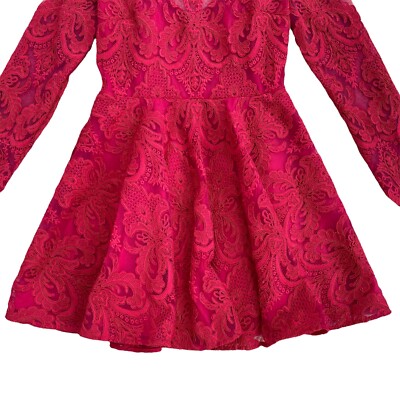 short red lace long sleeve dress red long sleeve short dress Marienne Red Lace Long Sleeve Mini Dress -parroquiadesanalbertomagno.com