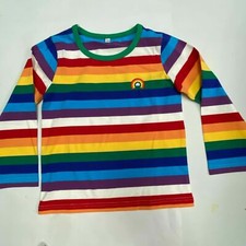 Howjojo Kids Strips T-Shirt Unisex 6-10 US 120-130 Rainborr Long Sleeve