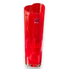 BX Glass Vase. Valentines Red Heart Shaped. Tall For Long Stem Roses Flowers