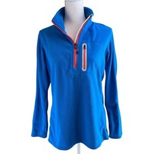 EDDIE BAUER First Ascent Blue Fleece Pullover 1/4 Zip Shirt Sz Large Hiking 1st