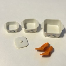 Vintage Barbie 1628 Brunch Time 1034 Hostess Set Casserole Dishes Shoes 1960s