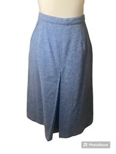 Vintage 70s Blue 100 Wool Skirt With Pockets