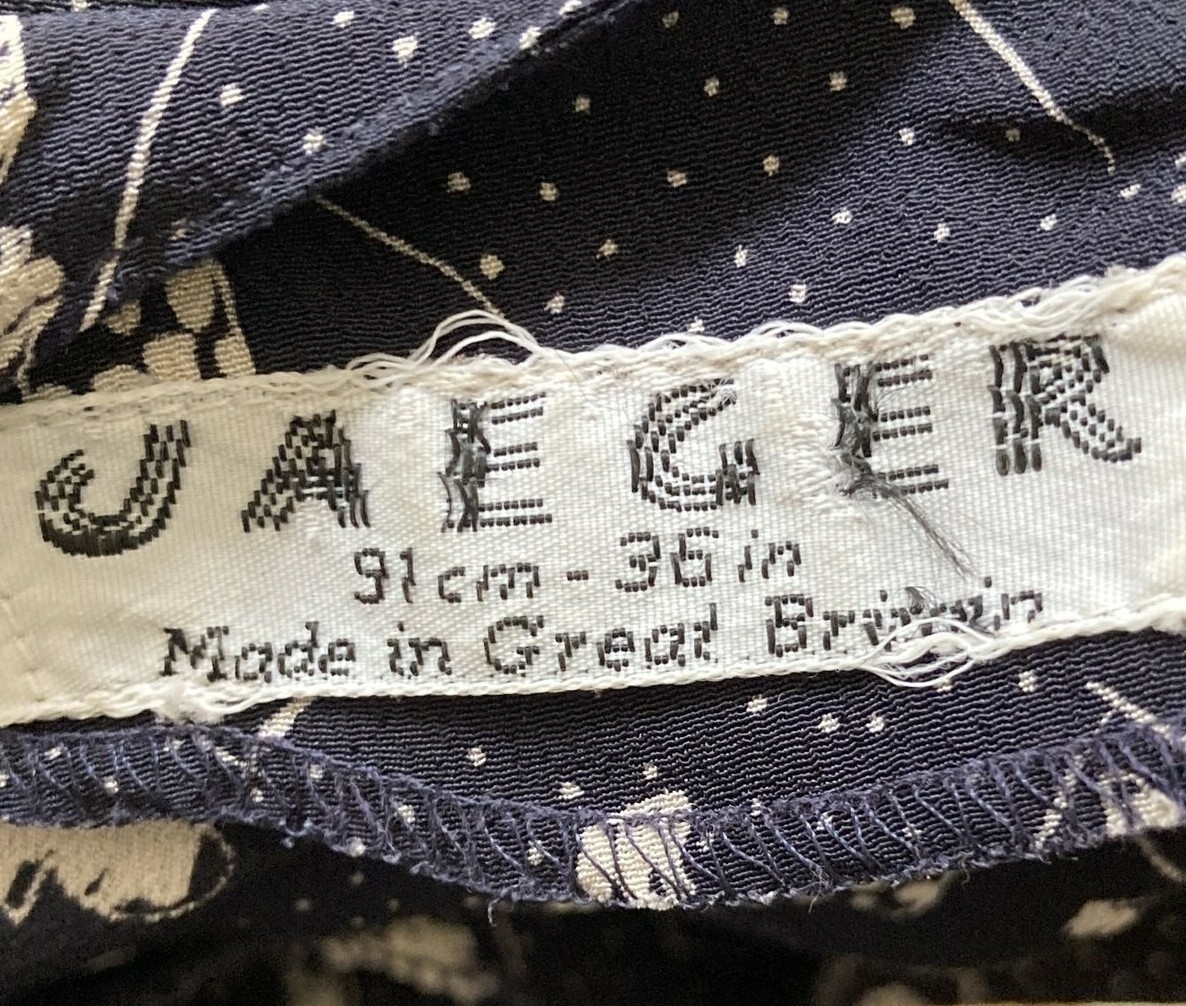 1970s Jaeger Navy Blue Top with Playing Cards Print Size 36" Bust 8