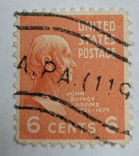 United States Postage Stamp ~ John Quincy Adams ~ 6₵ Red ~ Posted ~ c.1938 - 13