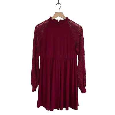 EXLURA Womens Lace Sleeve Mini Dress Ruffle High Neck Dress Flowy Wedding Guest | eBay EXLURA Womens Lace Sleeve Mini Dress Ruffle High Neck Dress Flowy Wedding Guest | eBay