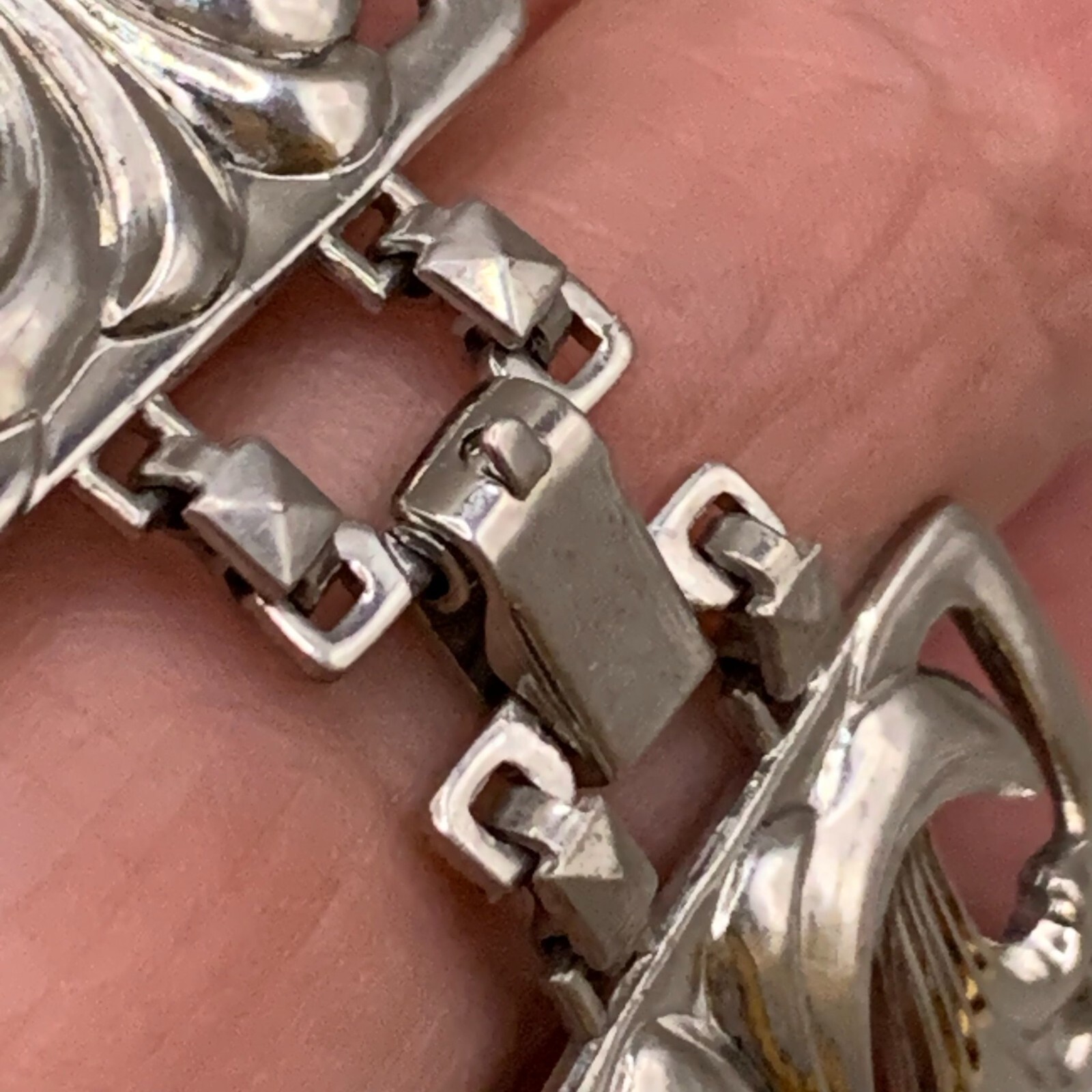 Repousse Openwork Panel Sterling Silver Wave Vtg … - image 10